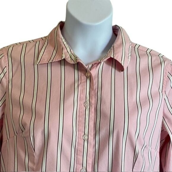 Attention Womens 3/4 Sleeve Button Down Striped Shirt Large - Picture 2 of 11